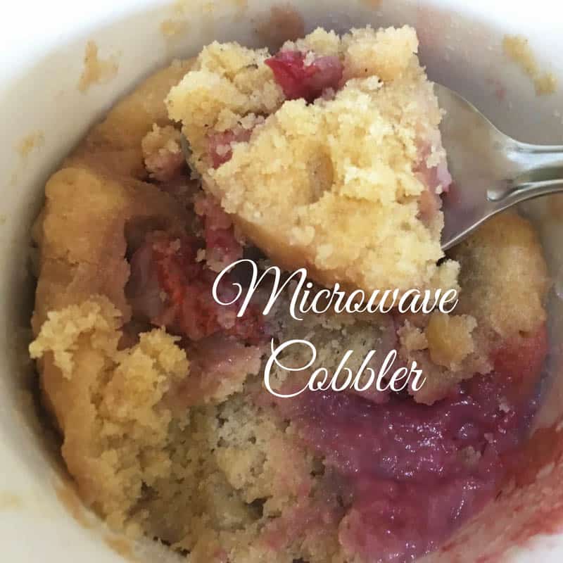 microwave strawberry cobbler in mug