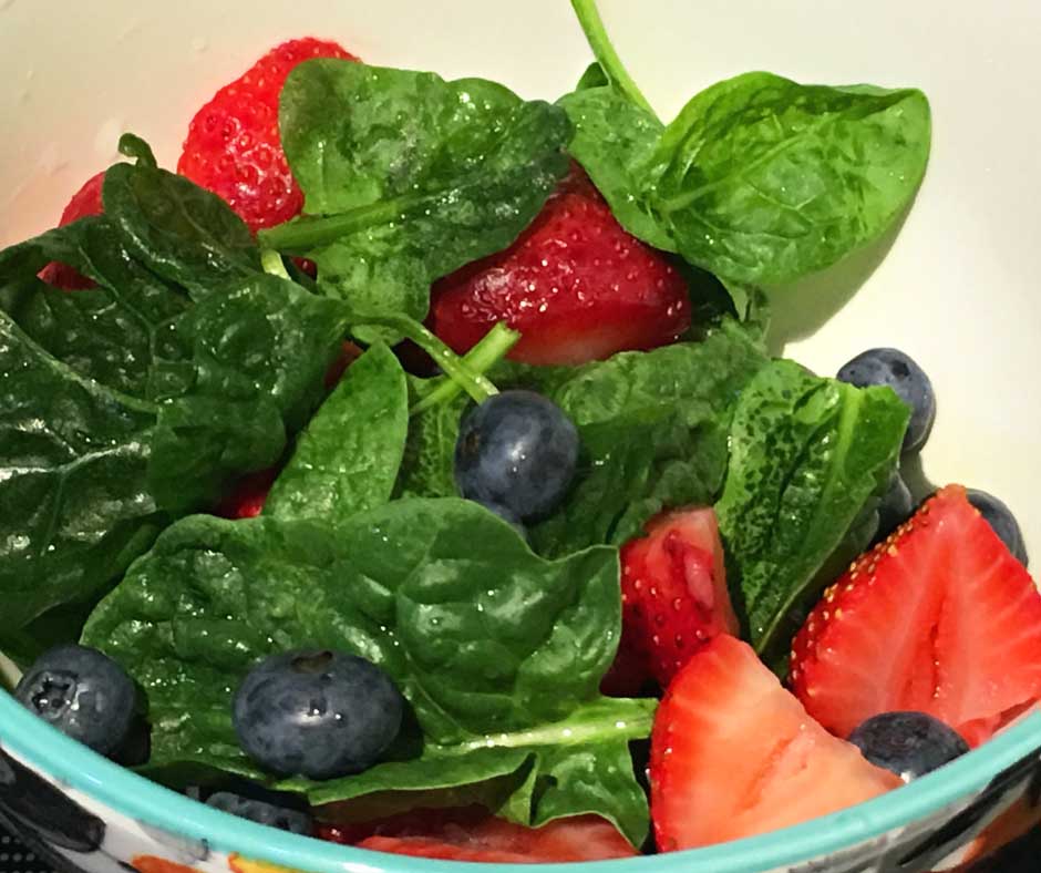 Strawberry Blueberry Spinach Salad Recipe clean eating vegan