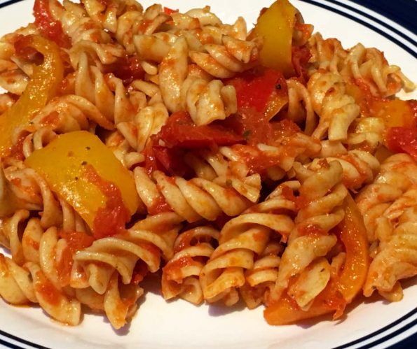 Rotini Bell Pepper Pasta Without Cheese, Milk, Butter (Dairy Free)