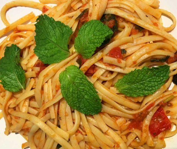 linguine mint pasta with fresh tomatoes recipe