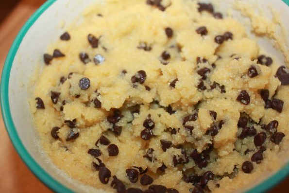 coconut flour cookie dough with chocolate chips