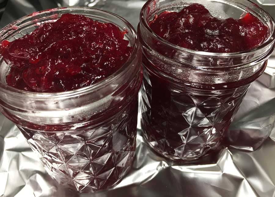 cranberry sauce in jars