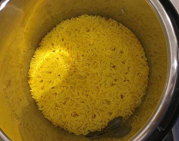 making yellow basmati rice