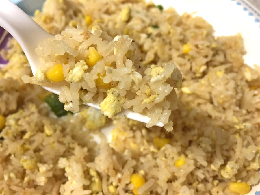 egg fried rice with vegetables and corn