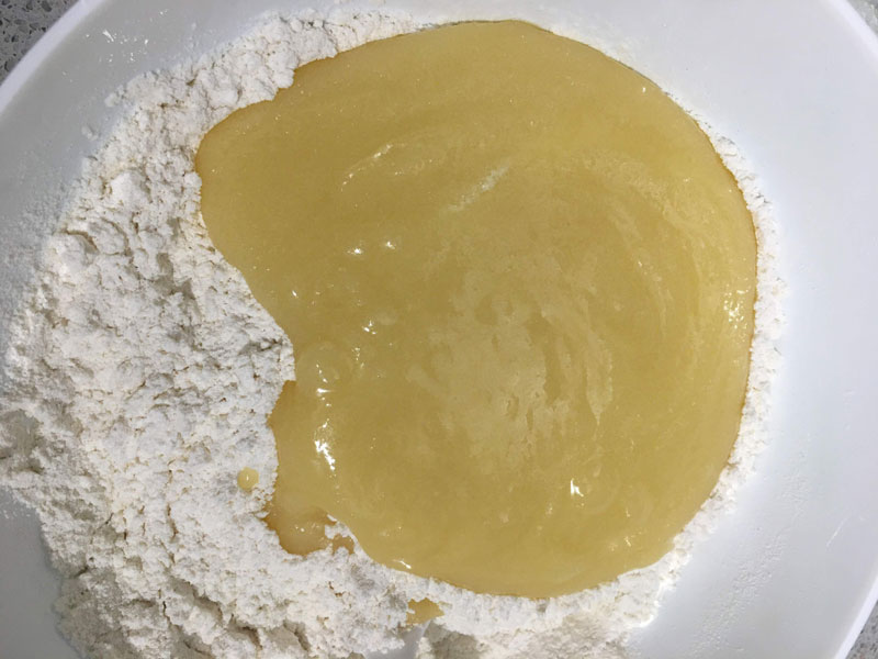 add butter sugar mixture to flour