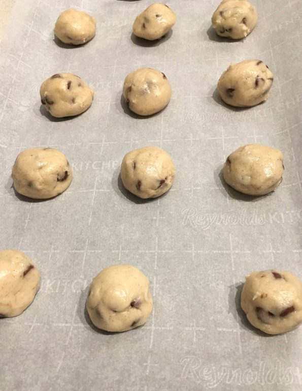 cookie dough balls ready to bake