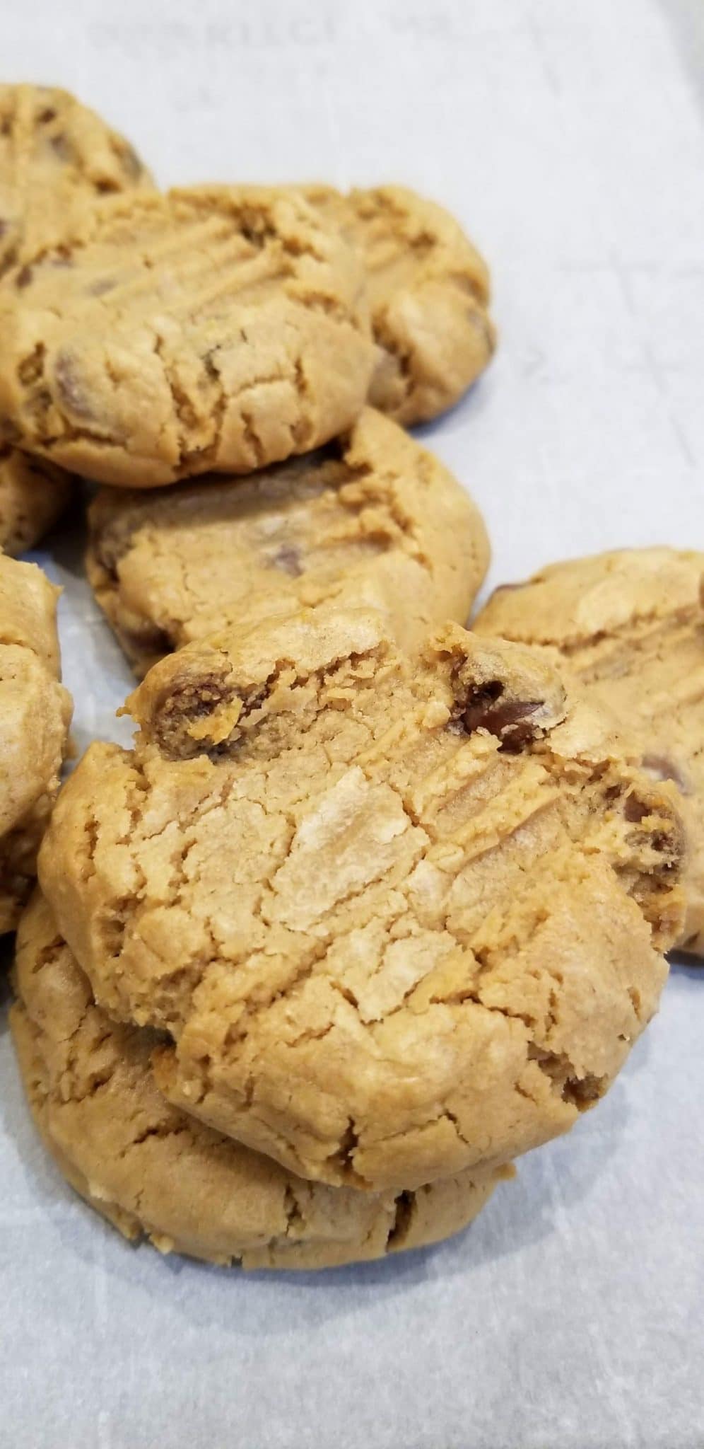 soft chewy peanut butter cookies with chocolate chips