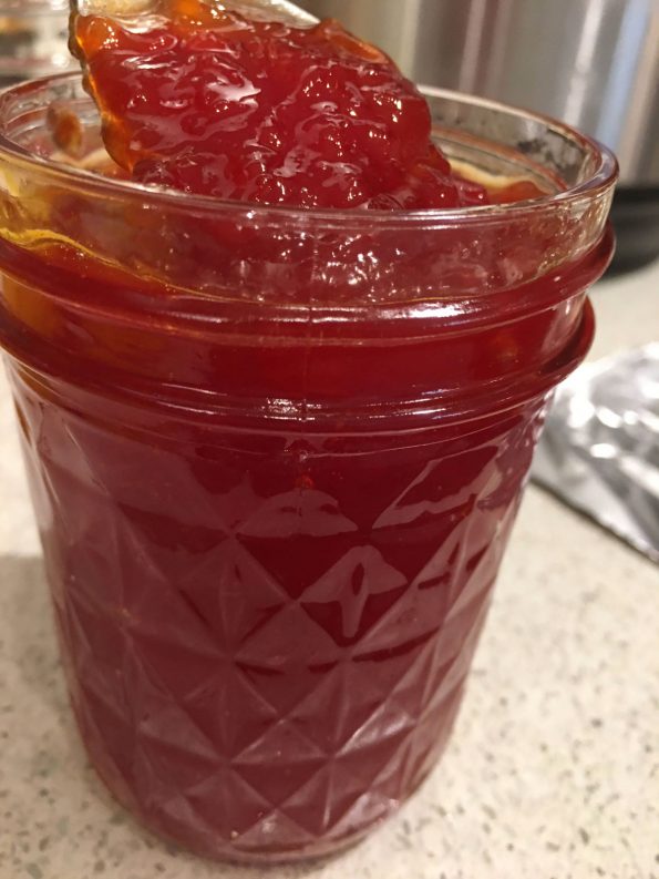 watermelon jam stored in glass jars