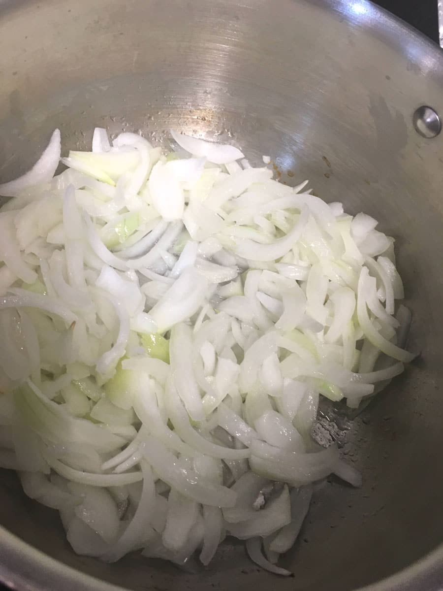 saute onions for pulao pilaf