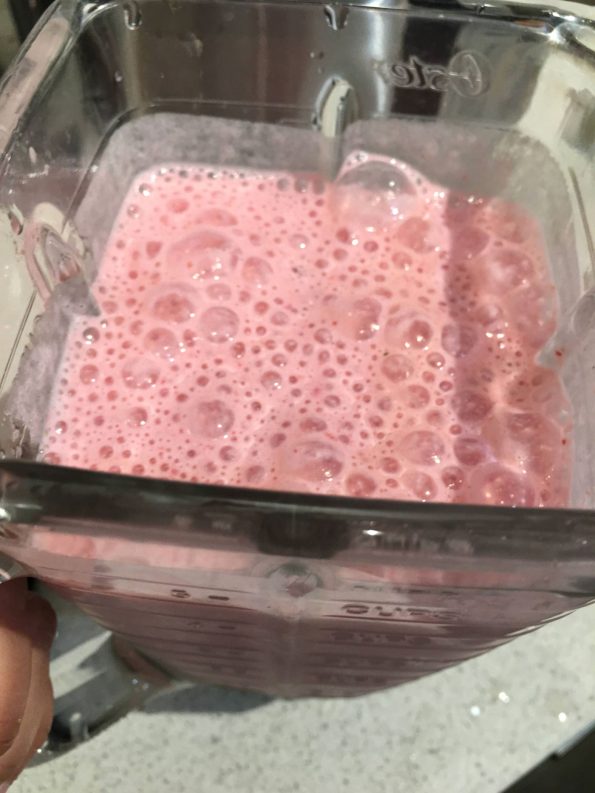 strawberry milkshake in blender
