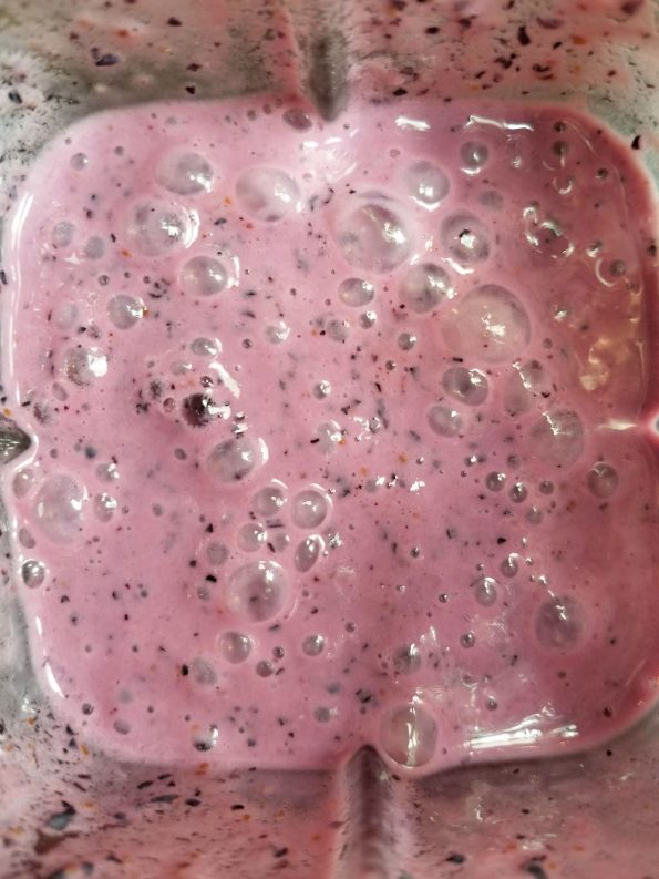 blueberry milkshake in blender