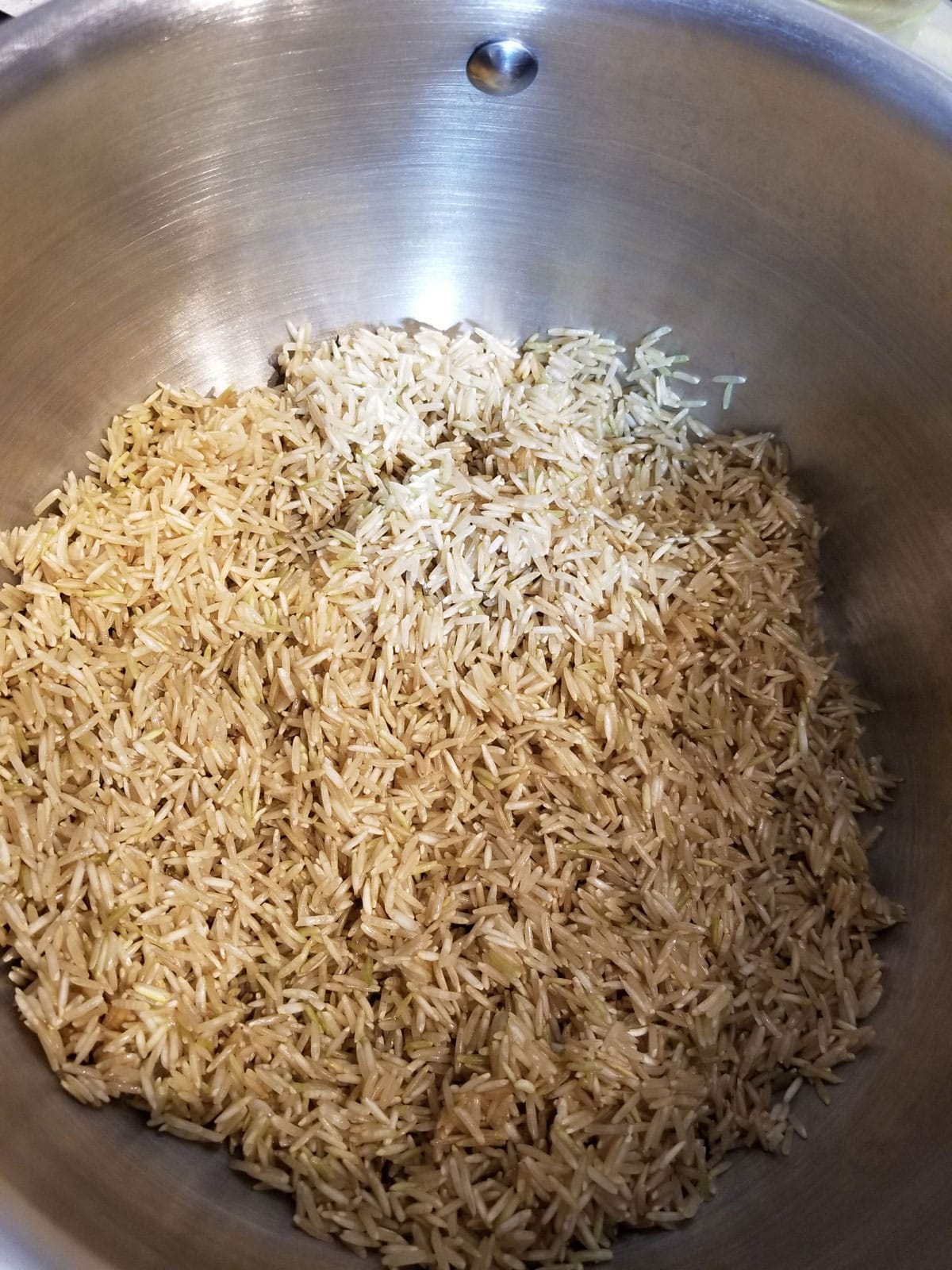add rinsed basmati rice to pan or pot