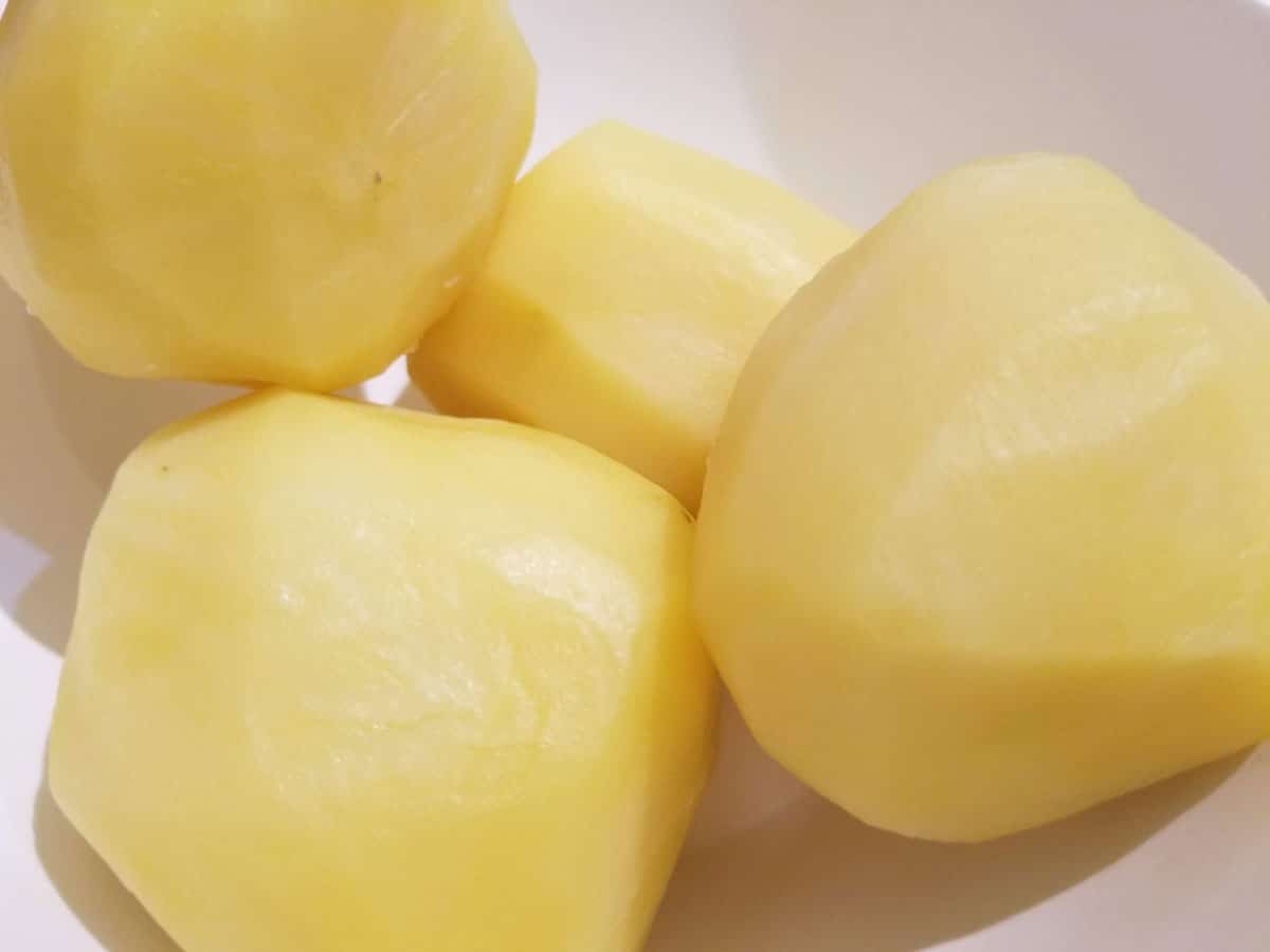 boiled soft steamed yellow yukon gold potatoes