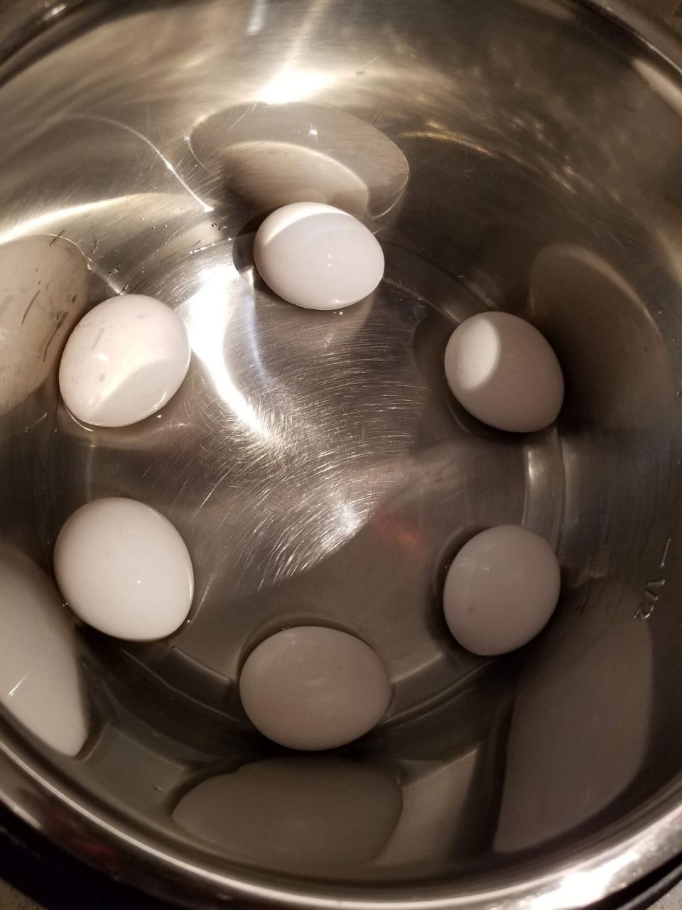 placing eggs inside the instant pot