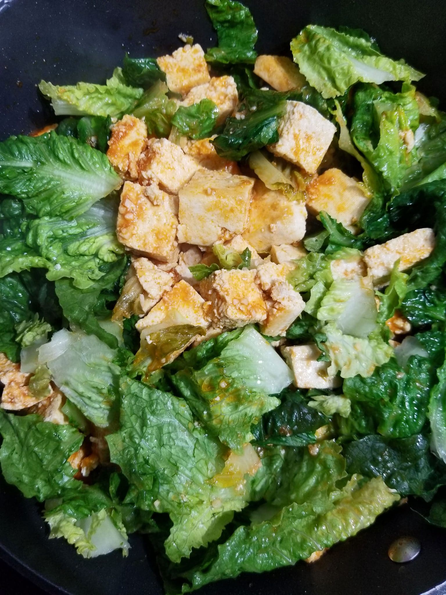 tofu lettuce scramble