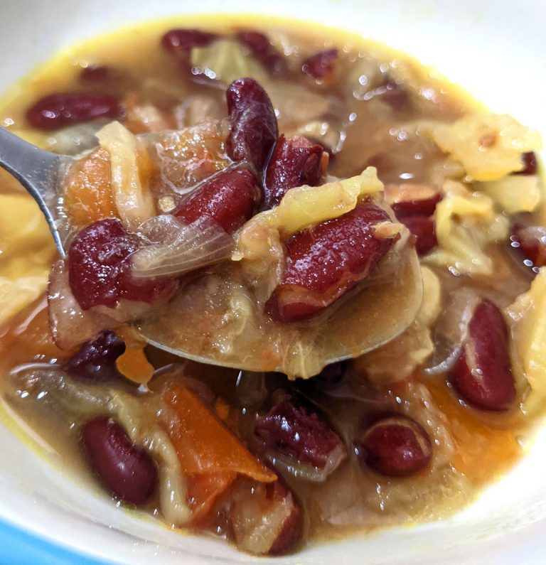 Dark Red Kidney Beans Cabbage Soup In Instant Pot