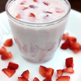strawberry milk with homemade strawberry syrup