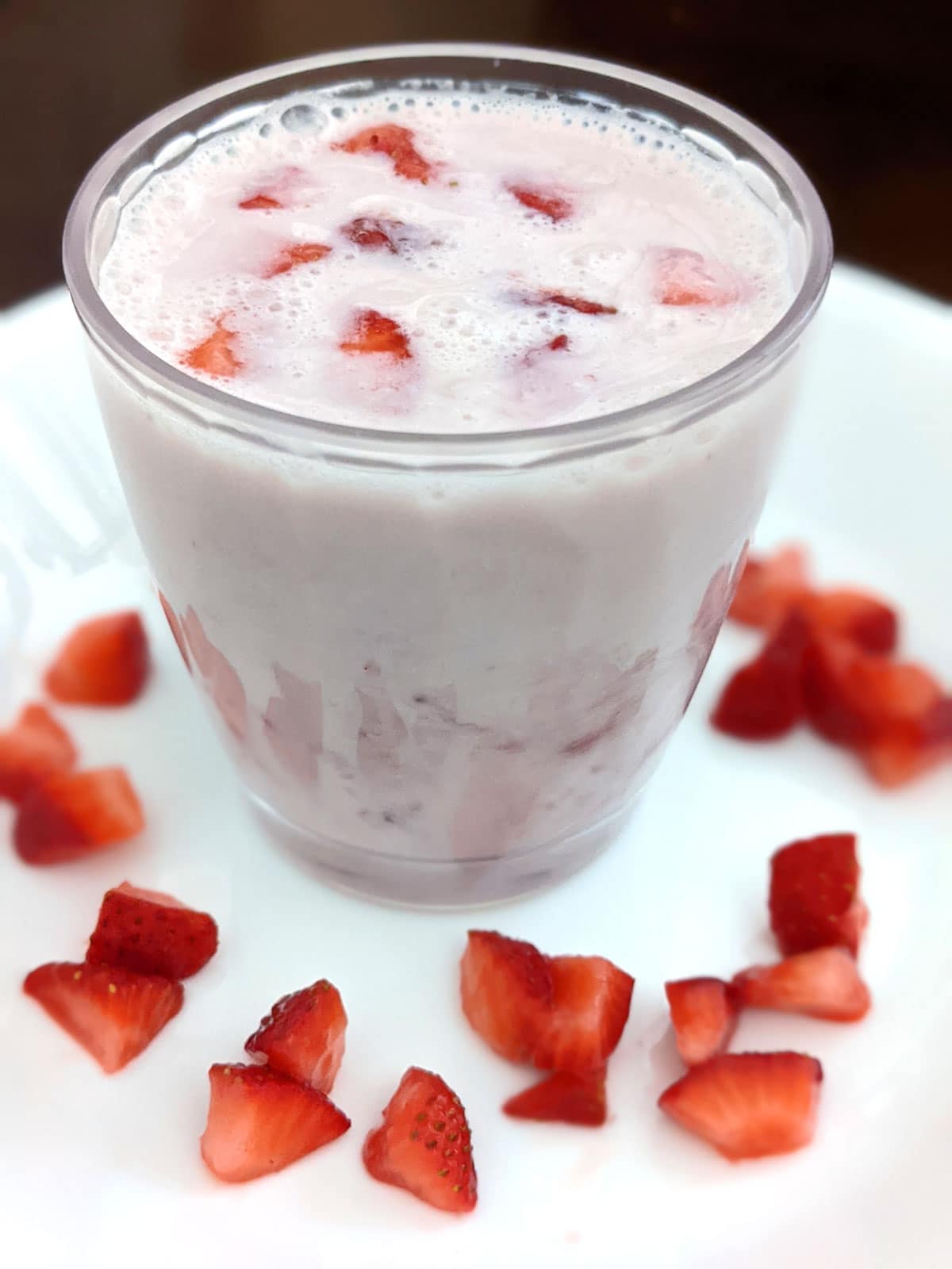 strawberry milk with homemade strawberry syrup
