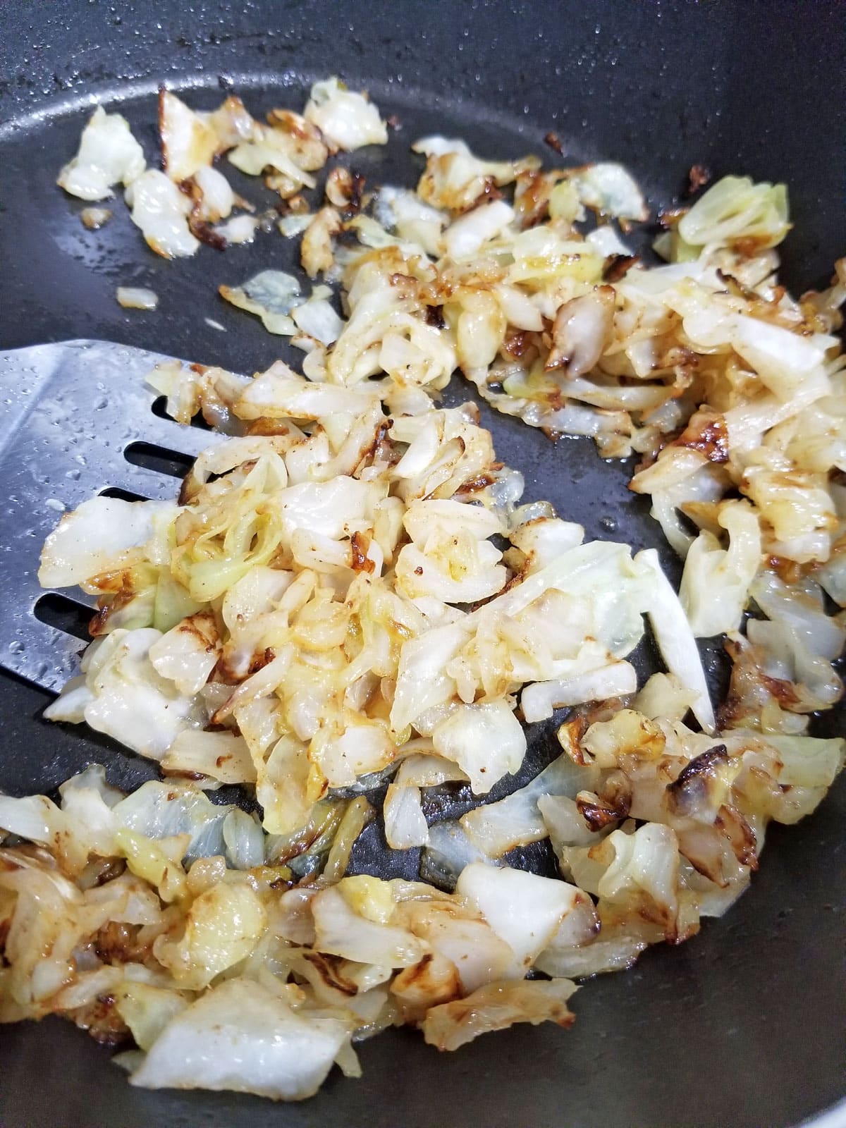buttered fried cabbage on stove top
