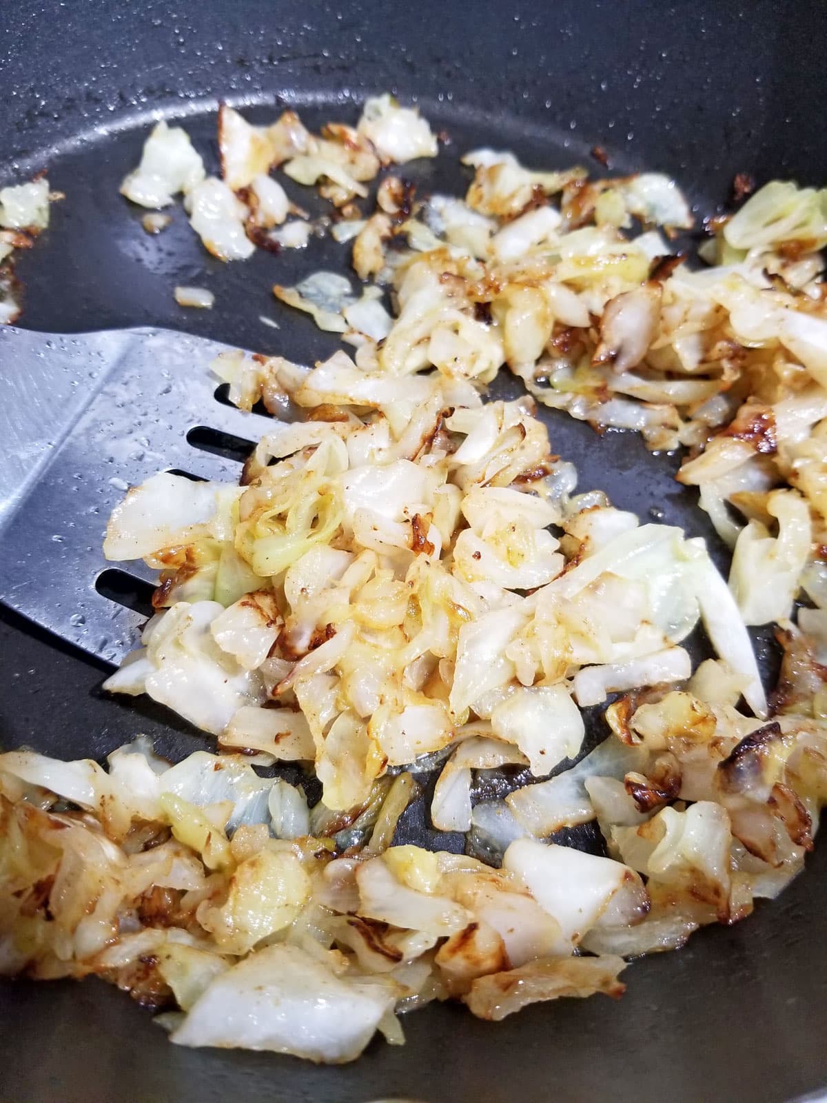sauteed fried cabbage on stove top