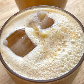 iced chai tea latte with pumpkin cold foam
