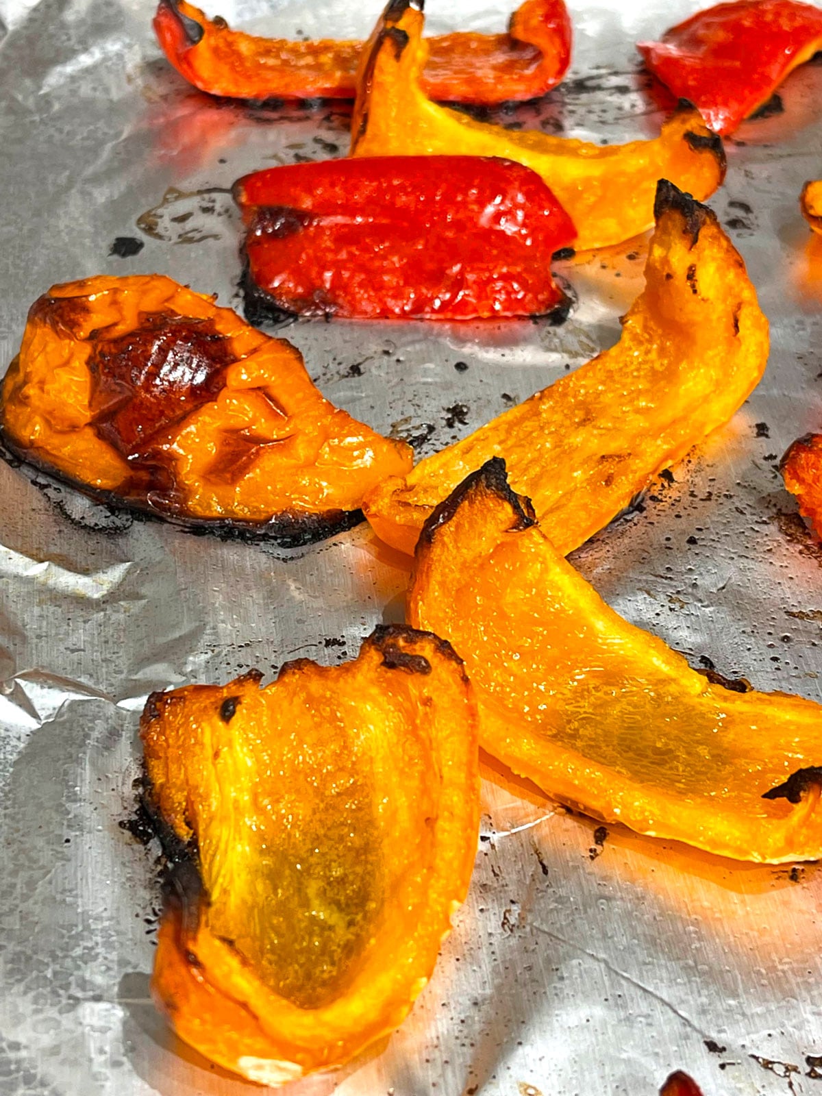 roasted red orange bell peppers
