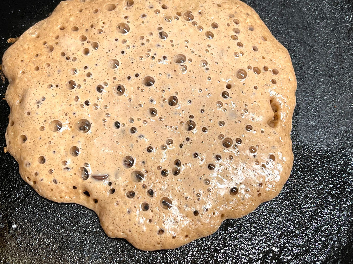 making chocolate pancakes