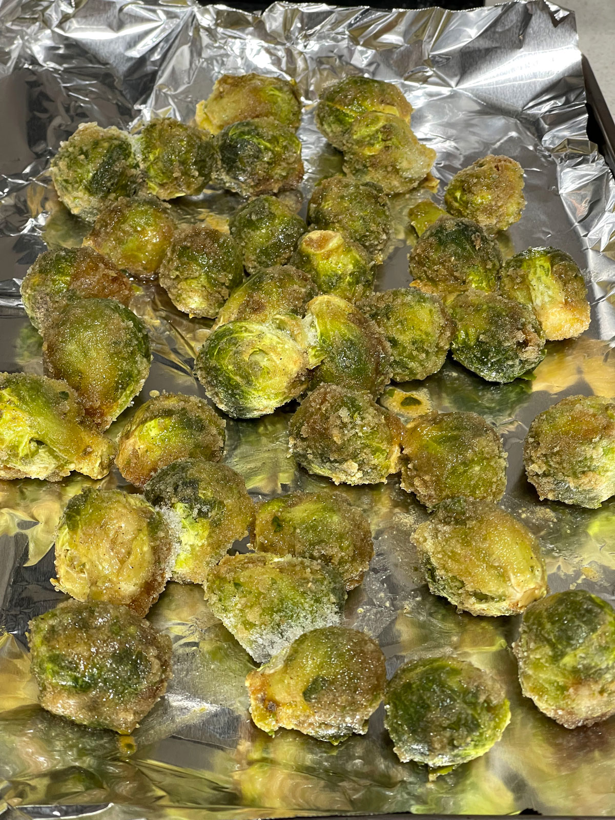 brussel sprouts in baking pan