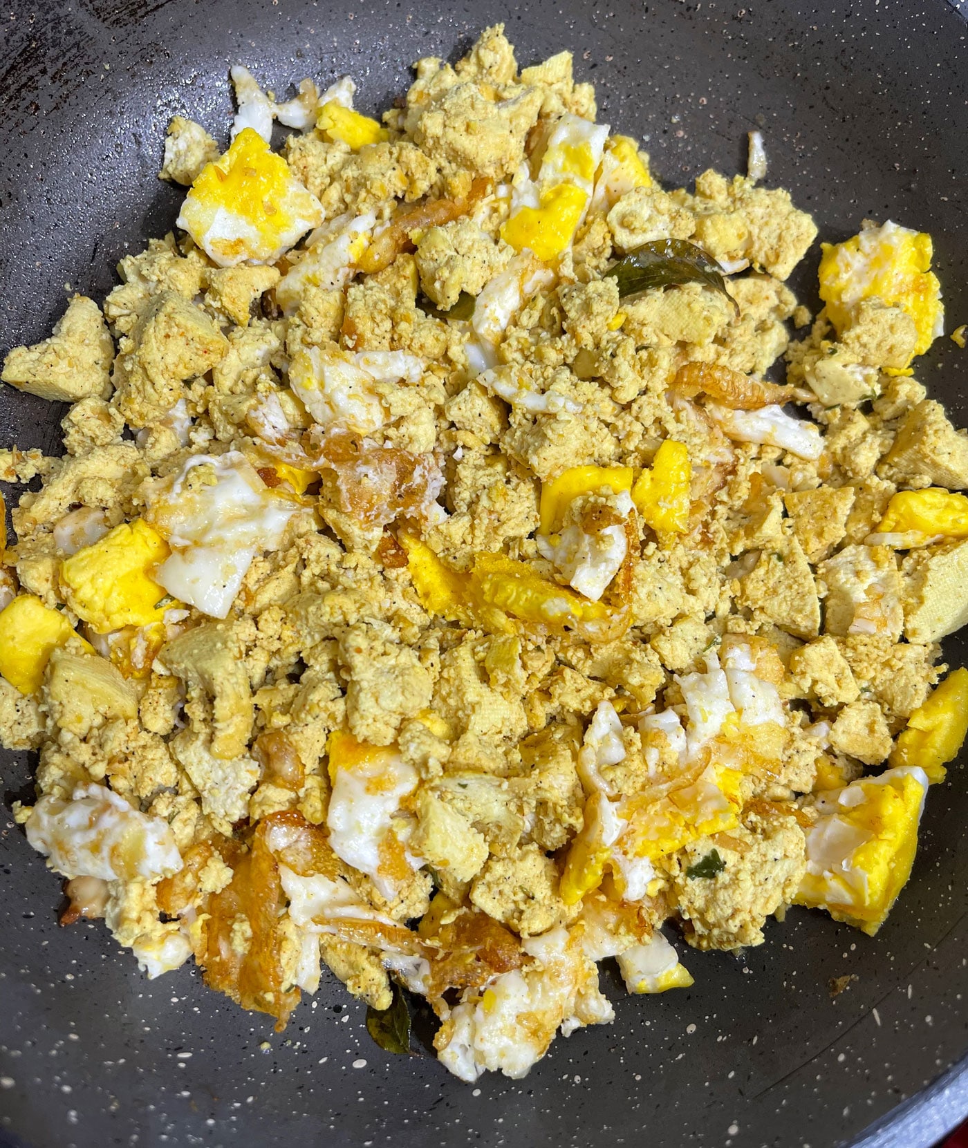 stir fried tofu egg scramble