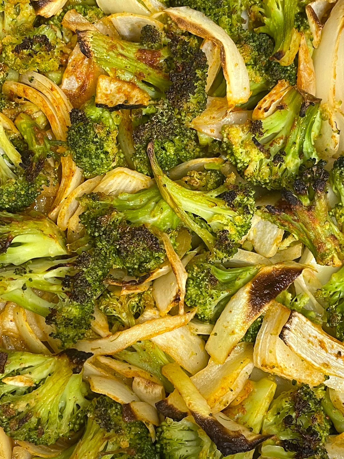 roasted frozen broccoli with white onions