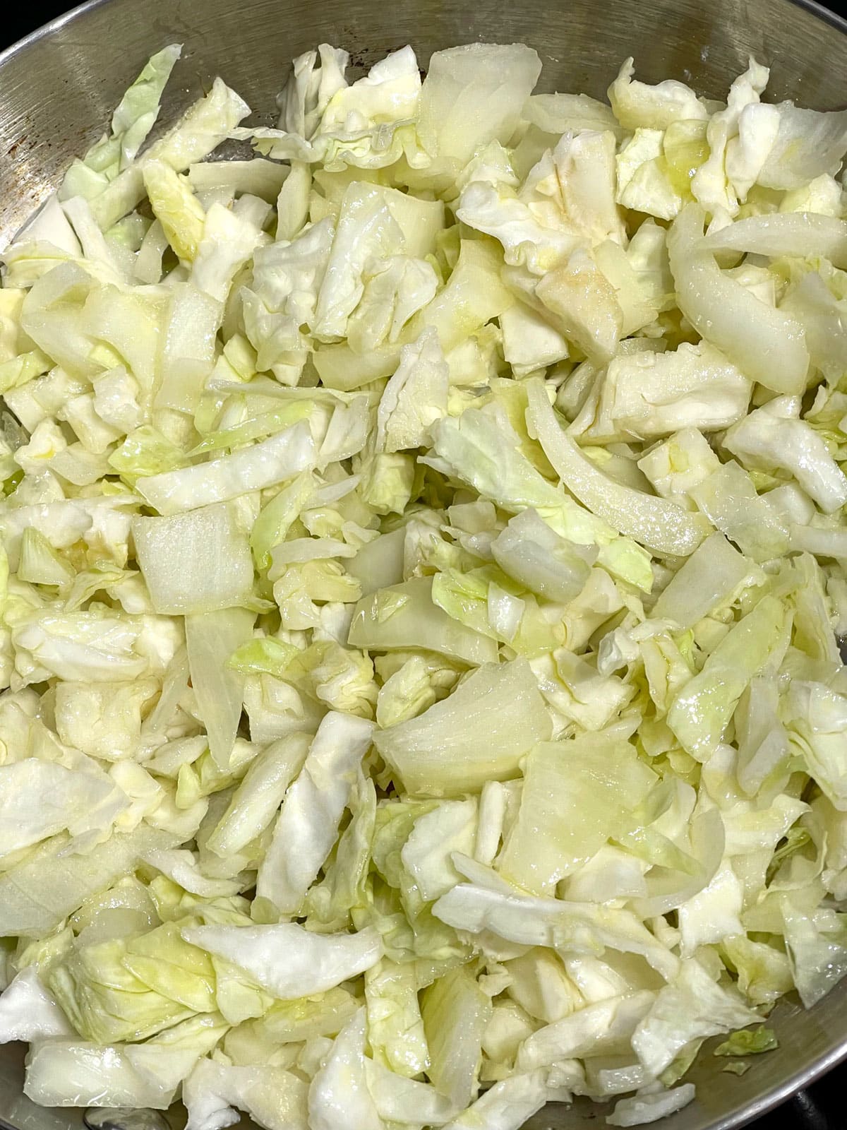 making fried cabbage and onions