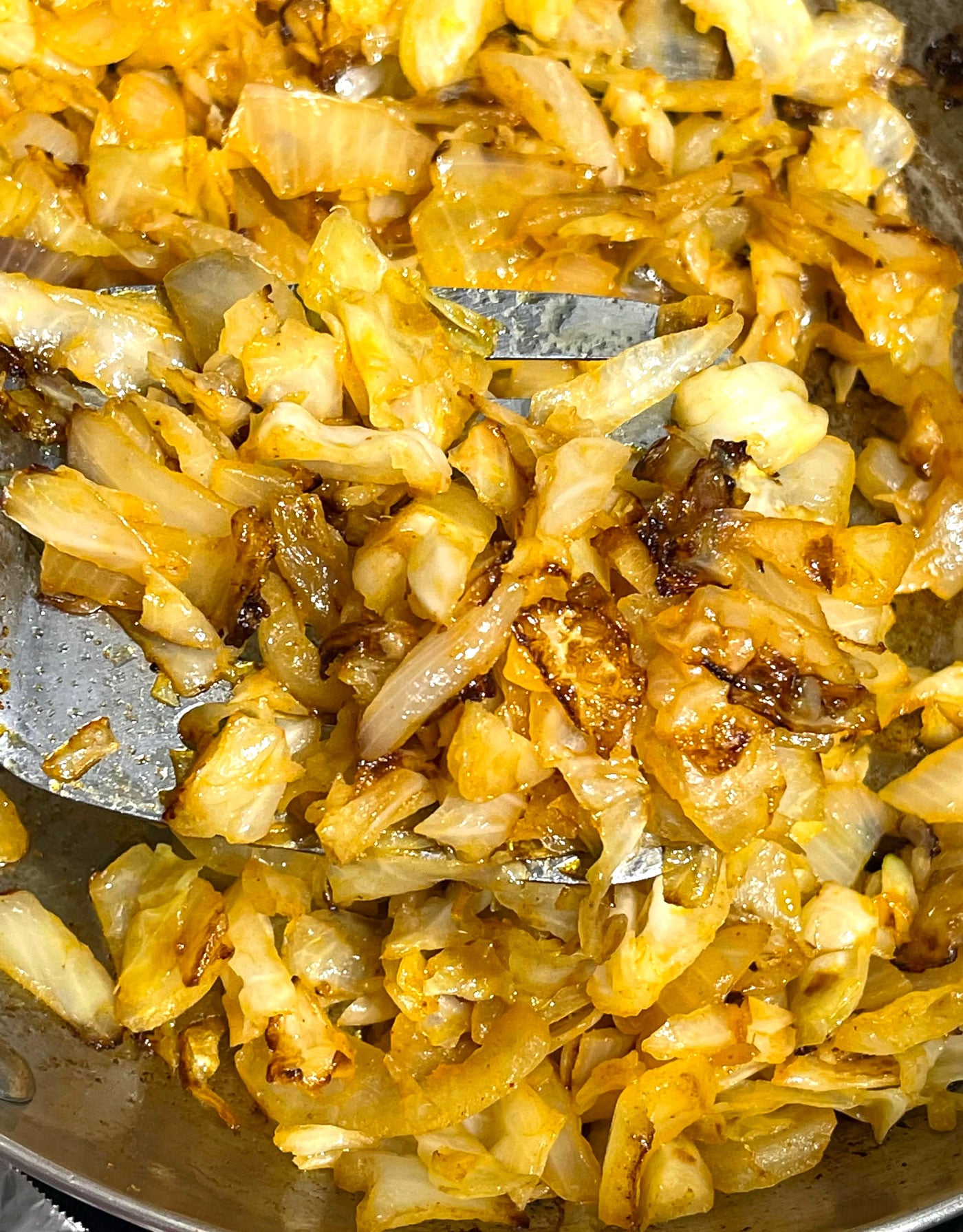 fried caramelized cabbage and onions
