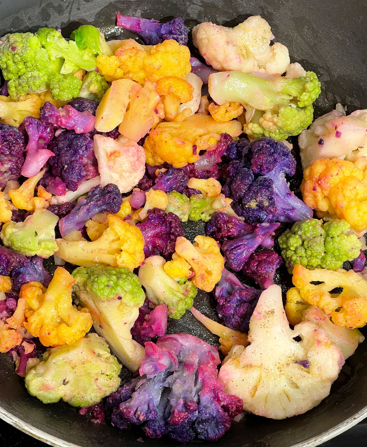 roasting colorful vegetables rainbow cauliflower