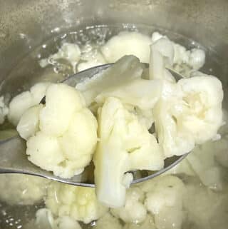 boiled cauliflower on stove top