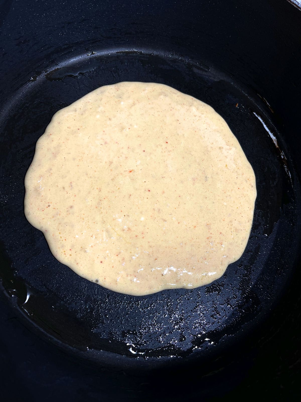 making chickpea flour pancakes