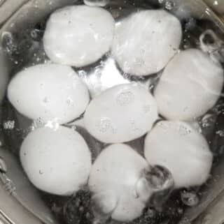 boiling water to cook eggs