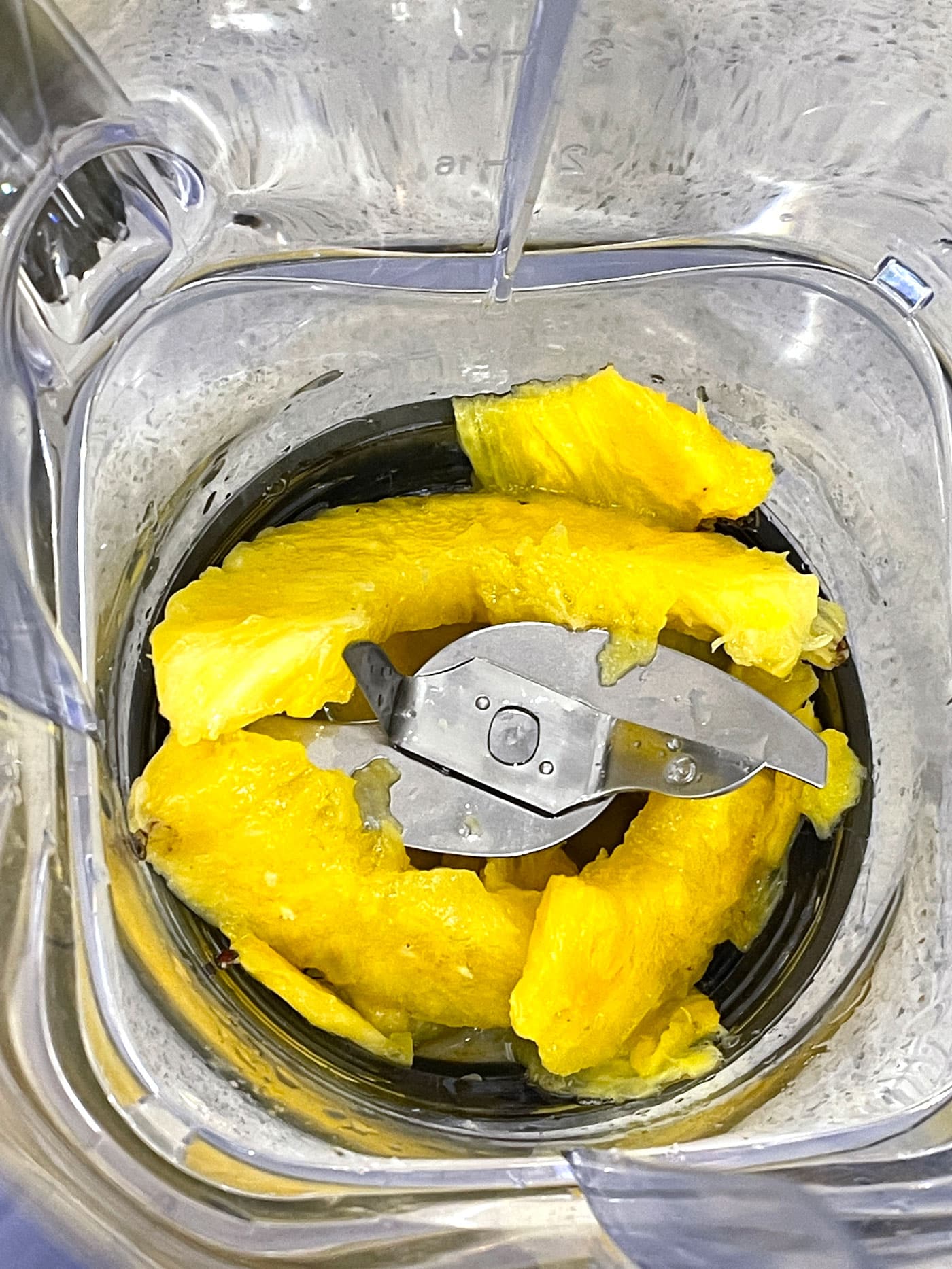 pineapple slices added to blender
