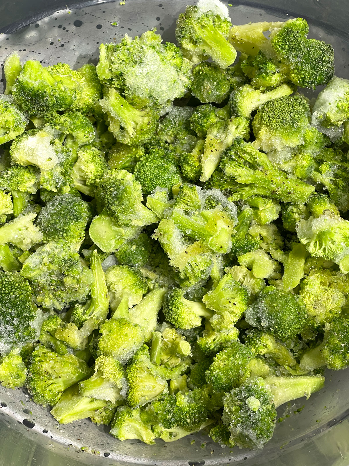 frozen broccoli mixed with seasonings