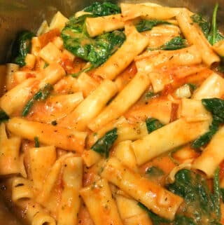 ziti pasta with spinach