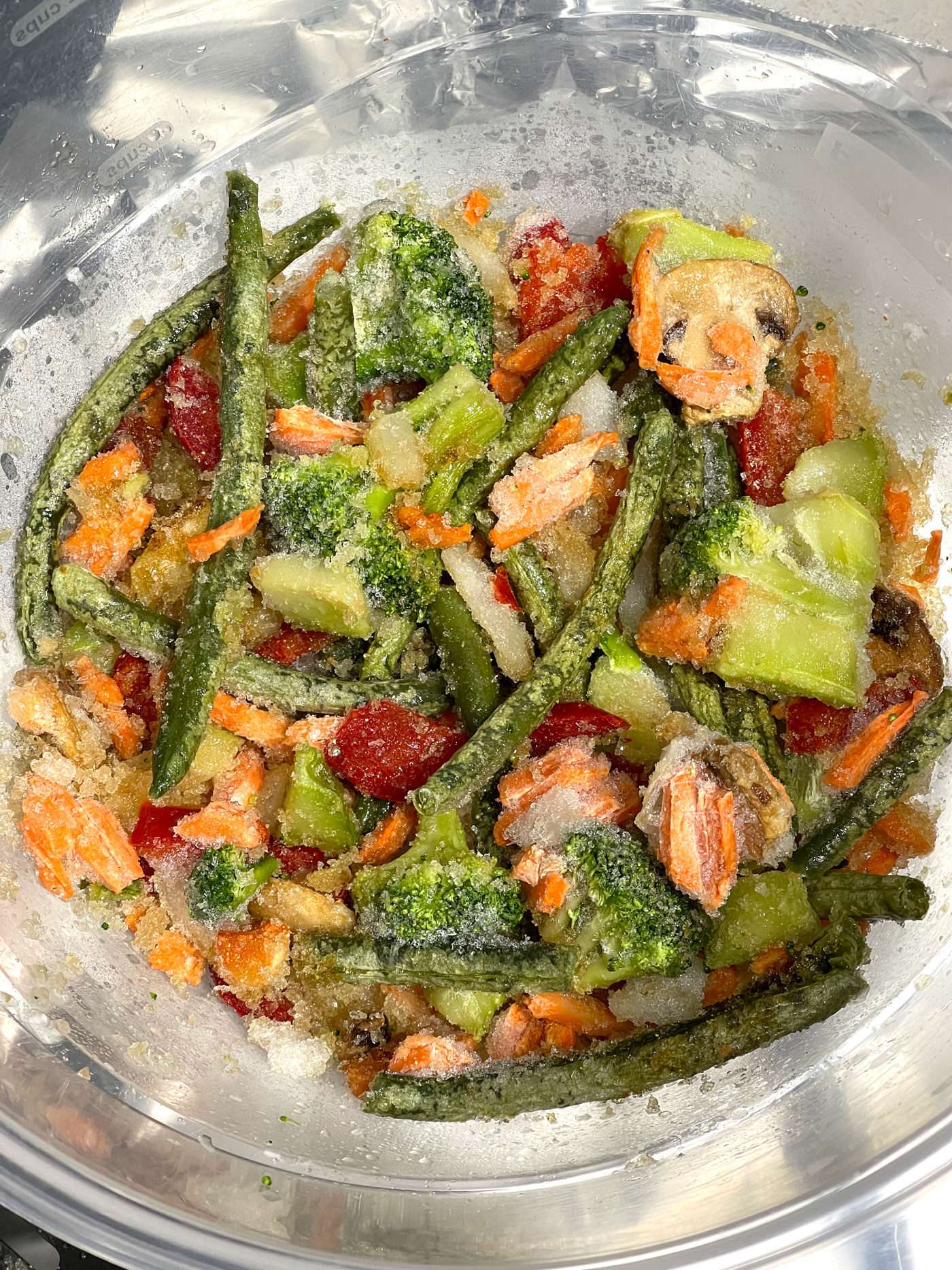 frozen stir fry vegetables mixed with seasoning
