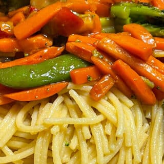 frozen vegetable stir fry with rice noodles