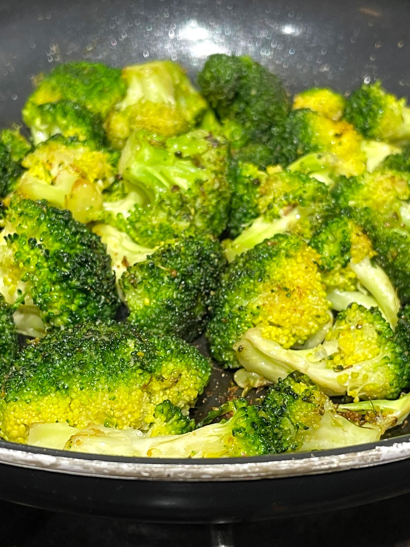 sauteed garlic broccoli on stove top