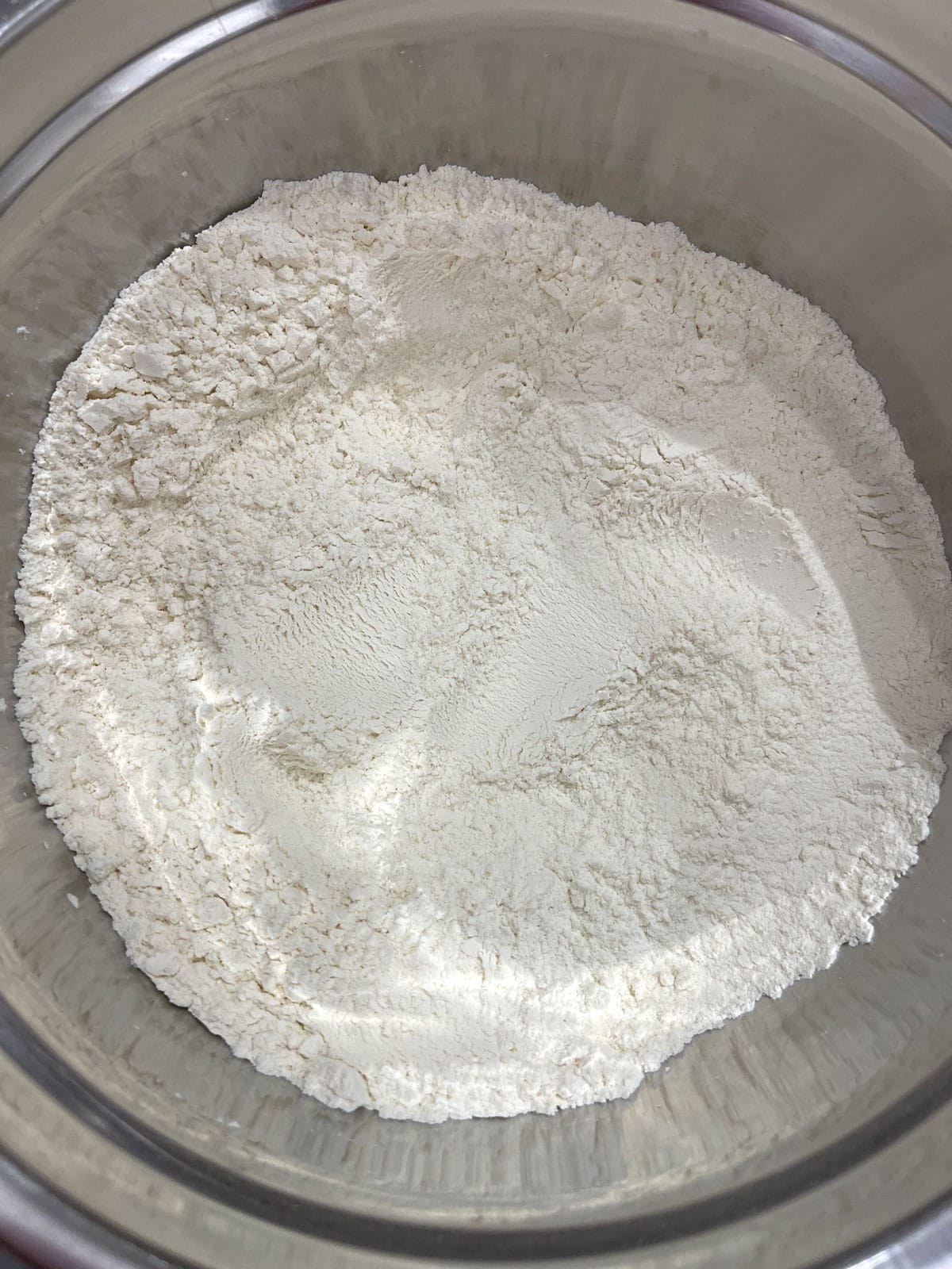 flour mixed with baking powder, sugar and salt