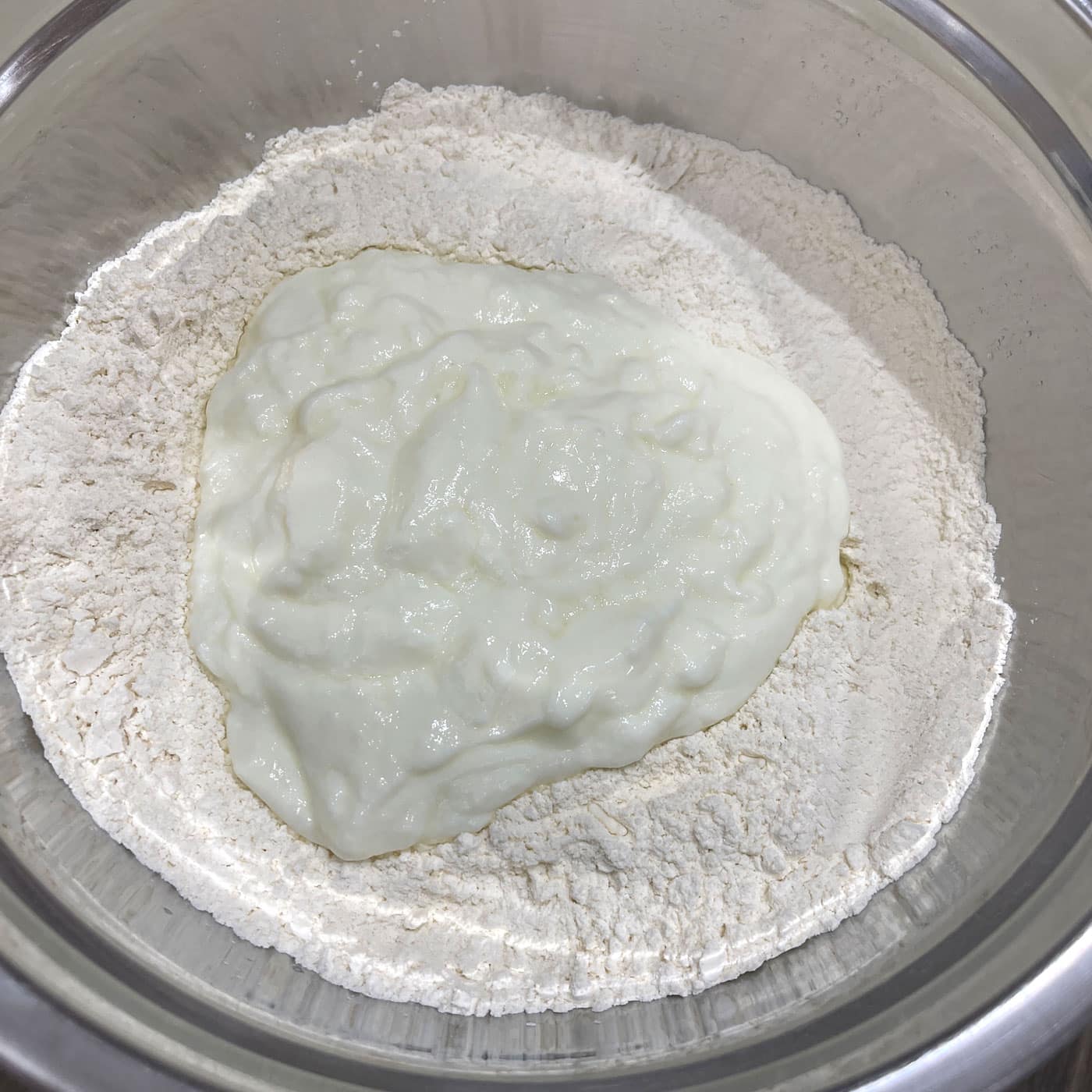 yogurt added to flour mixture
