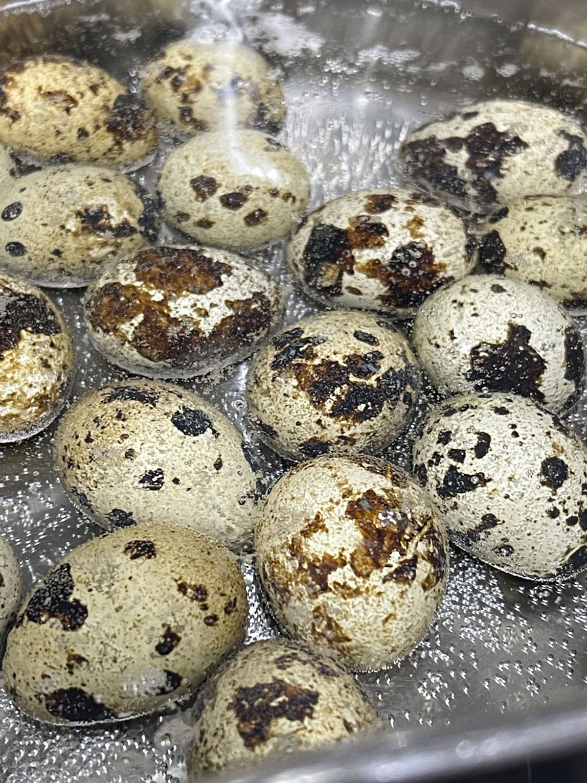 boiling quail eggs in water