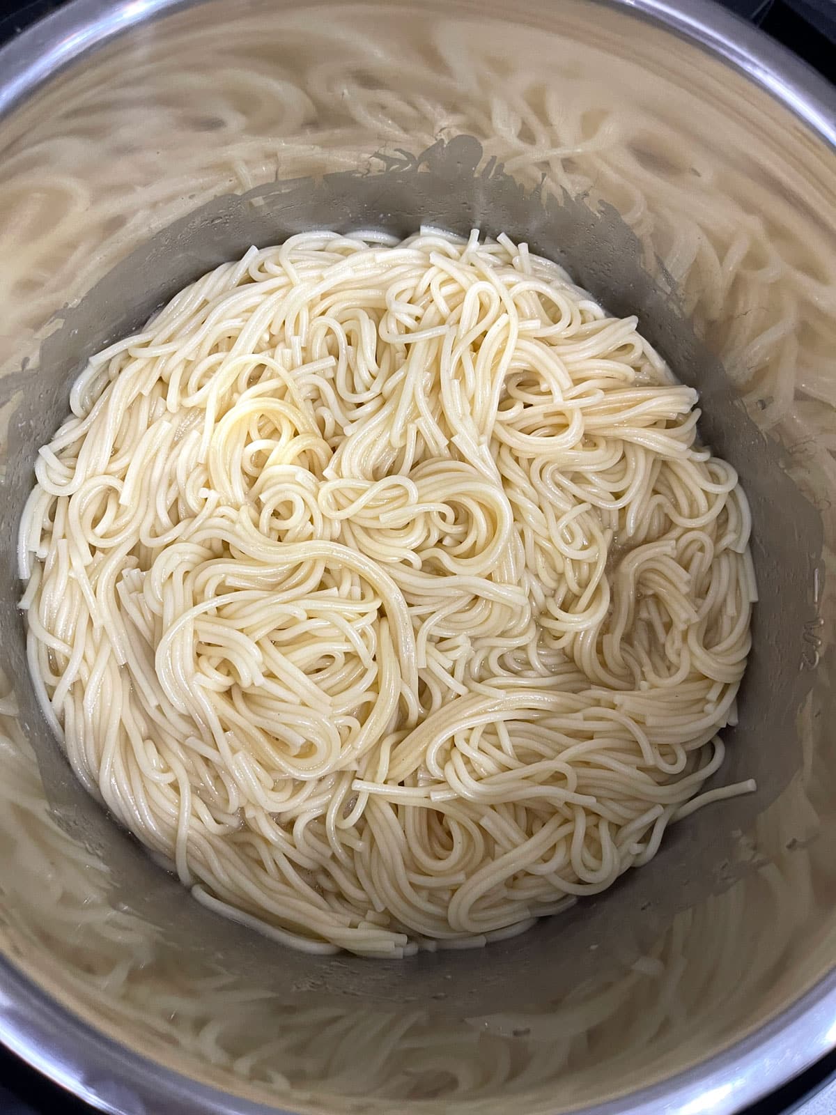 cooked spaghetti noodles in instant pot