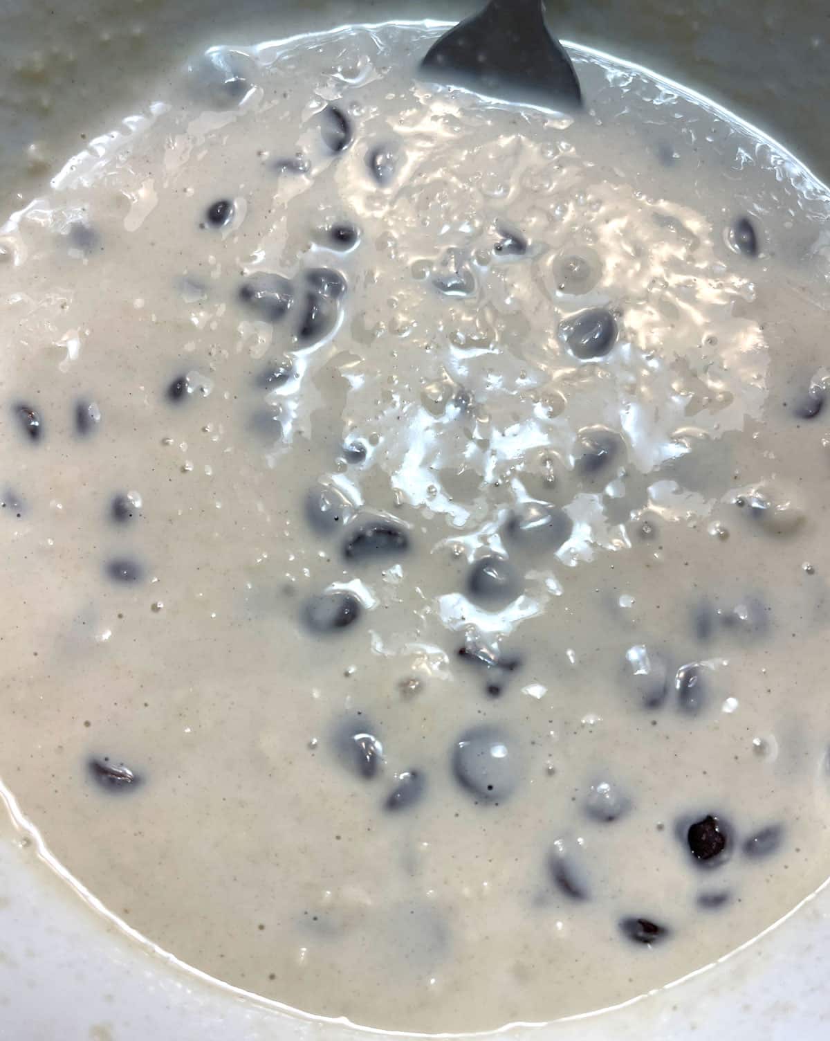 oat milk pancake batter with chocolate chips