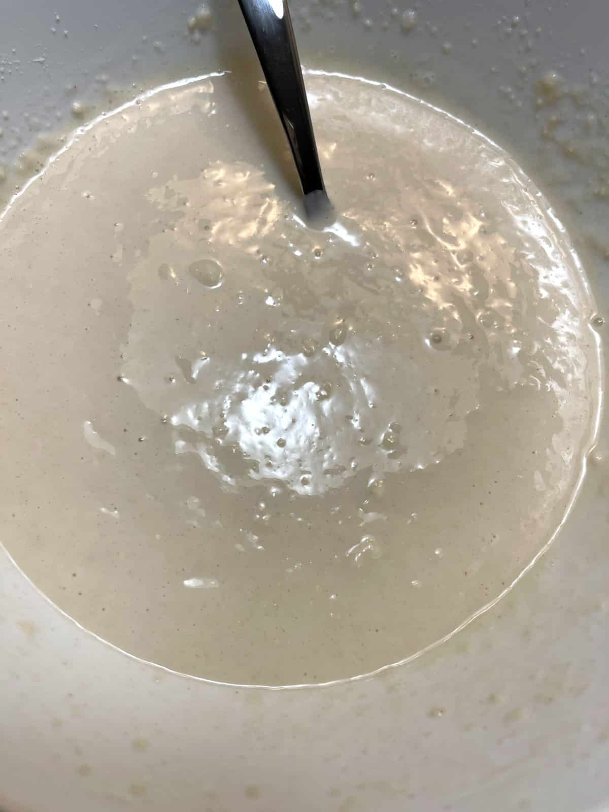 making oat milk pancake batter
