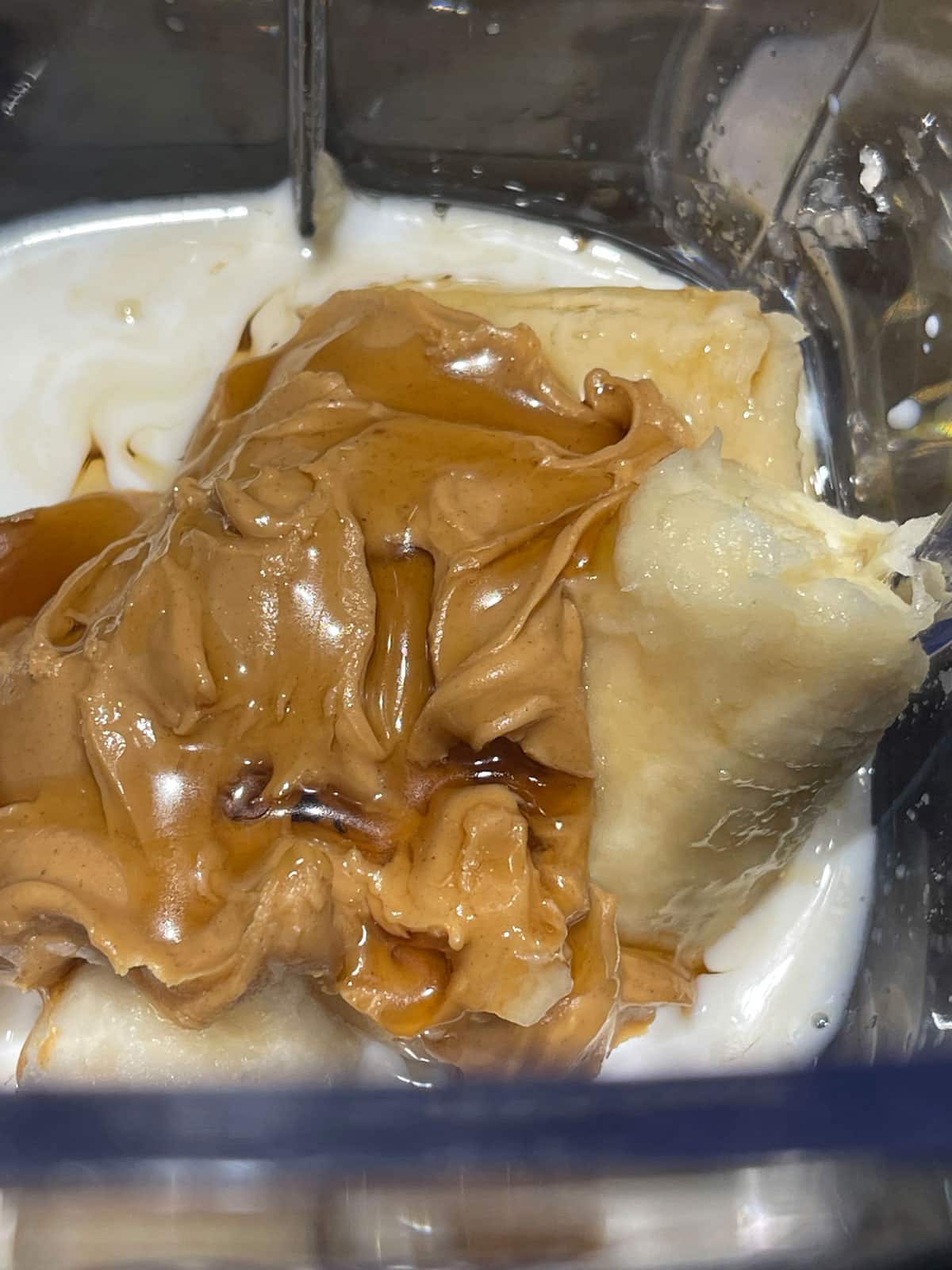 peanut butter added to bananas
