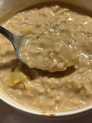 microwave baked apple peanut butter oatmeal